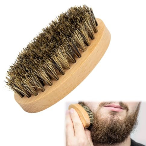 Spazzola Barba,Spazzola per Barba Uomo,100% Setole di Cinghiale,Pettine,Forbici (1pcs)