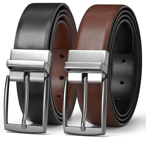 VONMELLI Mens Belt Leather Reversible Belt for Men 1 3/8 Men's Belt for Dress Pants 2 Styles in One Belt