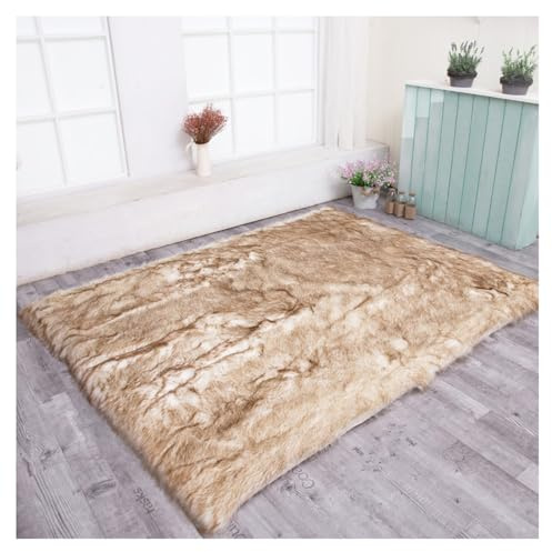 Alfombra de piel de oveja sintética, 70 x 150 cm, alfombra de pelo sintético, mullida, suave y lavable, alfombra de salón de pelo largo, cojín de felpa para silla, decoración del hogar para