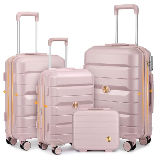 Sea choice Set 3 Valigie Rigide Espandibili 100% PP Ultra Leggera Set Trolley da Viaggio e 1 borsa portatile con Chiusura TSA e 4 Doppie Ruote a 360°