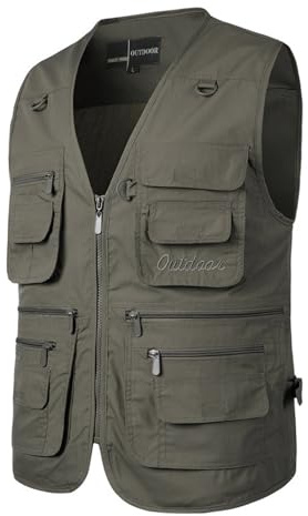 Bauzuoyo Herren Outdoor Weste Cargo Weste Arbeitsweste Herren Dünne Anglerweste Mit Vielen Taschen Leicht Softshelljacke Ohne Ärmel Multifunktionsweste Einfarbig Westen Sommerweste Sportwesten