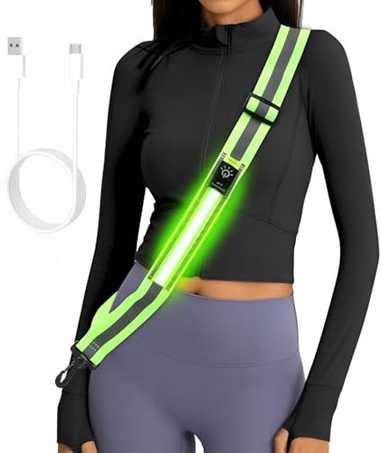 RANJIMA Lauflicht Joggen mit Reflektoren Gürtel,Wiederaufladbare USB Lauflicht Nacht Sicherheitslicht Laufgürtel,LED Lauflampe Verstellbare Reflektorgürtel für Joggen Laufen Hundewandern Radfahren