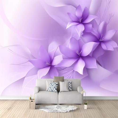Tapete Abstrakte Zarte Blumen muster Geeignet für die Renovierung von Möbeln Wohnzimmer Küche Schlafzimmer Lila Dekoration Wandschutzfolie Vliestapete Wasserdicht 250 x 175 cm