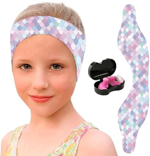 Ohrenschutz Schwimmen Kinder, Neopren Stirnband Kinder, Schwimmen Stirnband mit Ohrstöpseln Schwimmen, Elastizität, Wasserdichtes Kopfband für Tauchen, Pool, Duschen und Wassersport(rosa)
