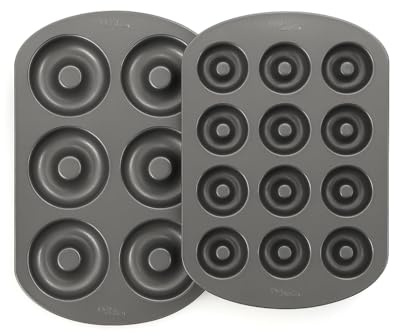 GEEOOLLAH Nonstick Donut Pan Set – 2-Piece Bakeware with 6-Cavity Mini and 12-Cavity Standard Molds, Durable Carbon Steel, Scratch-Resistant, Even Heating