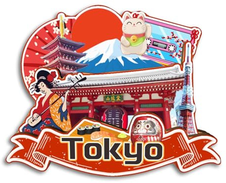 Quwsne Magnete da frigorifero Tokyo Giappone magnete da frigorifero souvenir da viaggio in città regali turistici 3D classici punti di riferimento artigianali fatti a mano decorazione della casa -3744