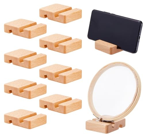 DICOSMETIC Lot de 8 cadres à broder en bois pour point de croix Support de téléphone portable en bois 8 x 6 cm Support de bureau pour smartphone de bureau Support de tablette Support double rainure