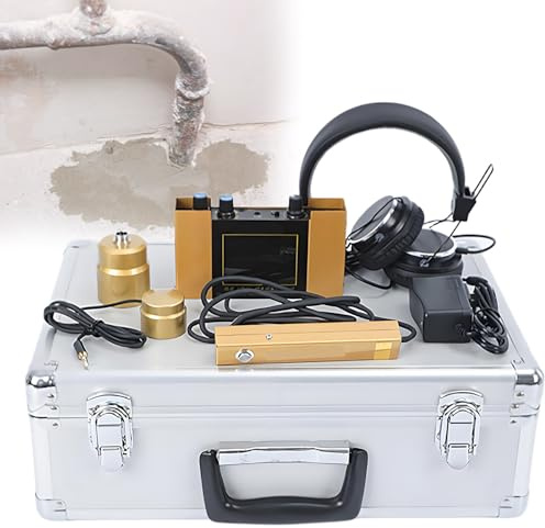 GESAIDES Sensor de Geófono para Detección de Fugas de Agua, Detector de Fugas de Agua Subterránea, Detector de Fugas de Plomería con Auriculares y 4 Velocidades Ajustables.