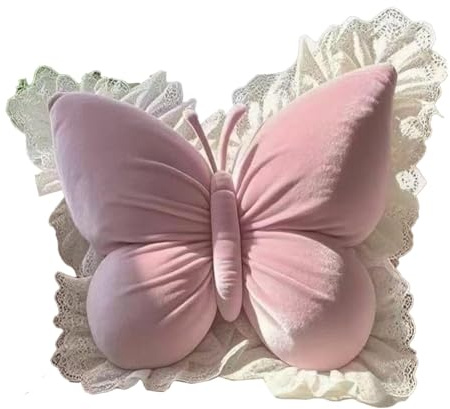rockible Cuscino a Forma di Farfalla, Cuscino per Divano, 50 cm x 40 cm, Traspirante, con Supporto per la Vita, Decorativo per Interni, Fattoria, Ufficio, Auto, Rosa