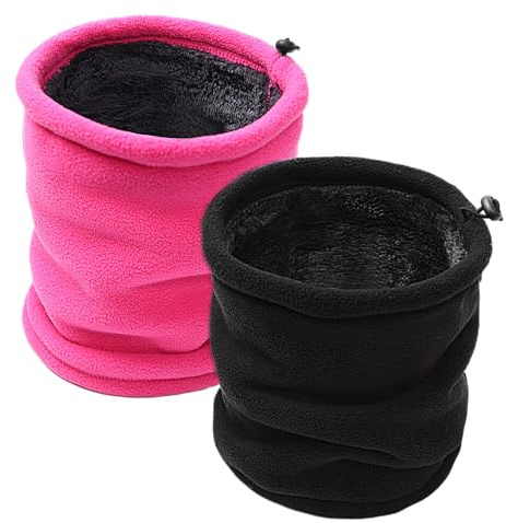 Moling 2er Pack Winter Halsschlauch Herren Ski Fleece Loop Schal Damen Schlauchschal Halswärmer Halstuch Winddicht für Outdoor Motorrad Laufen Radfahren in Stärkerer Ausführung(Schwarz +Rose)
