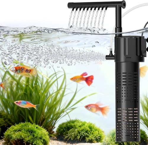 hygger Aquarium Filter Internal, 800L/H 10W Fish Tank Filter, Adjustable Quiet Power Filter with Rainfall Aeration for 55-110L Freshwater and Saltwater Aquariums