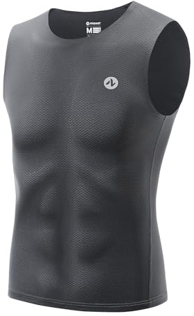 Nepest Base Layer da uomo, senza maniche, ultraleggero, traspirante, grigio scuro, XL