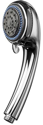 Croydex Three Function Shower Head Chrome - Sturdy Shower Handset with Three Spray Patterns, Easy-Clean Spray Plate and Rub Clean Nozzles, Compatible with All 1/2 Threaded Fittings