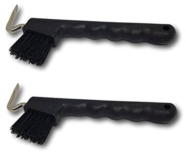 Hufkratzer für Pferde Esel Ziegen Huf mit extra Stabiler Bürste und ergonomischen Griff (2X schwarz)