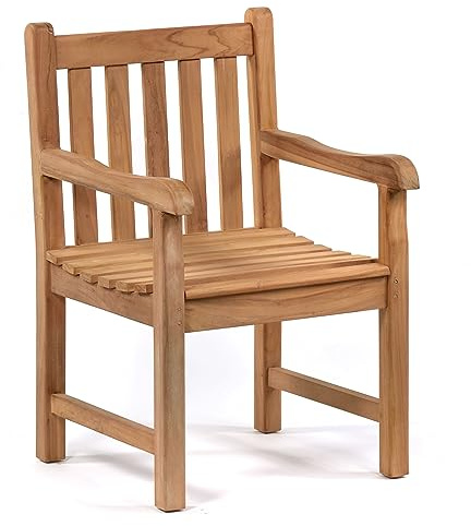 BrackenStyle Benson Teak Wooden Garden Outdoor Patio Arm Chair - Stylish & Durable Teak Wood Construction