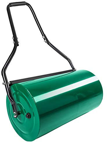 TecTake Rodillo de Césped de Metal 60 cm Ideal para Remover la Tierra para Plantas y Plantar Semillas Huerto, Rodillo Compactador Tierra, Mango Acolchado, Decoracion Jardin Exterior - 50 litros