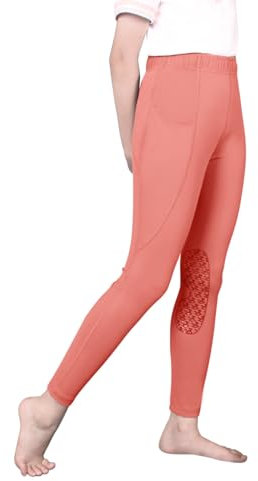 Harrison Howard Reithose für Kinder, Mädchen, Kniebesatz, Reithose, Schulstrumpfhose, Pinkish Orange, Klein