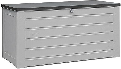 Garden Store Direct Grey 680L PP Outdoor Storage Box Container With Gas Lift Lid
