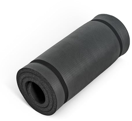 CAP Barbell Yoga Mat 1 Thick with Carrying Strap - High Density Exercise Mat for Yoga, Pilates, Stretching, Floor & Fitness Workouts - 74''x24''x1 | Black