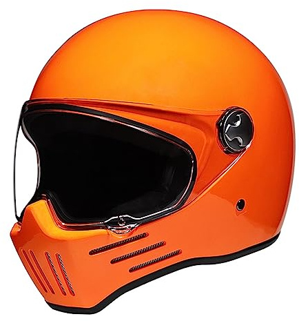 Woljay Vintage Integralhelm Motorradhelm Motorrad Helm Helme Jet Moto Cruiser Scooter Unisex Erwachsene DOT / ECE genehmigt (XL,Orange)