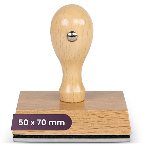 JUST REFINE® Timbro in Legno di Alta Qualità - Personalizzabile con il Tuo Logo o Testo, Disponibile in Diverse Dimensioni (50x70mm)