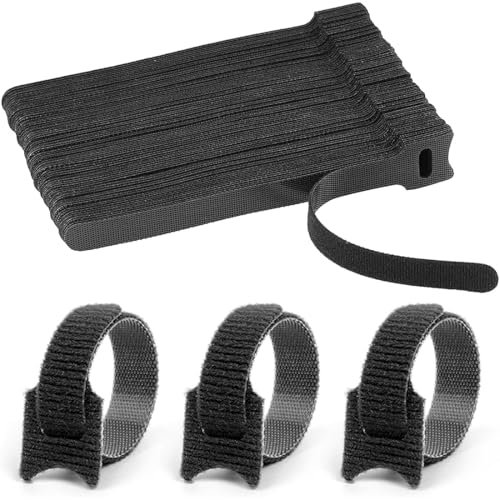 100 Piezas Bridas para Cables Reutilizables, Ajustables de Nylon con Gancho y Bucle, Organizador de Cables para Oficina, Hogar, Jardín y Más, 150 x 12mm