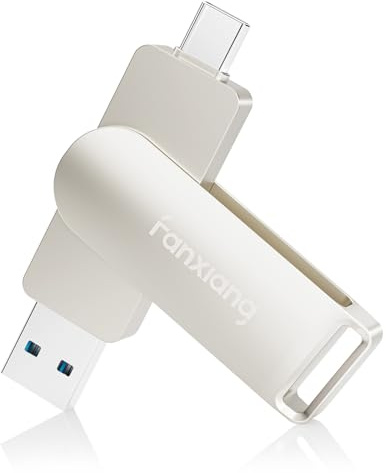 fanxiang F956 Extern SSD 512 GB, upp till 2050 MB/s, 2-i-1 | USB 3.2 Gen2 Type-C + USB-A med 360° rotation, bärbar extern hårddisk för iPhone 15/16/17, PC, surfplatta, Android, Mac och Windows