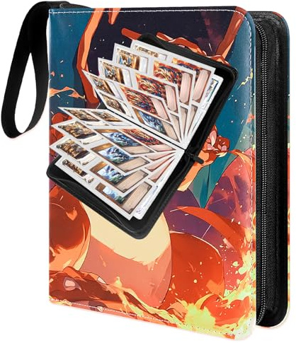 Holyhcx 50 pagine, raccoglitore per carte impermeabili, 400 carte, album carte,portatile porta carte,libro con cerniera, doppio lato album per carte da collezione, regalo Natale/compleanno