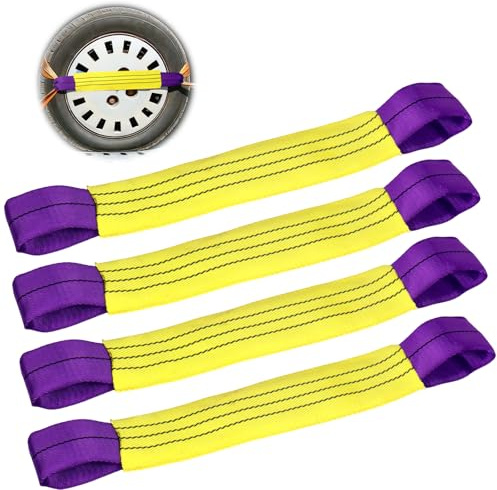 Wheel Tie Down Straps for Transporter & Trailer, 4x50cm Heavy-Duty 1T Tension 6T Breaking Strength, Secure Car, Motorcycle & Vehicle Wheels During Transport