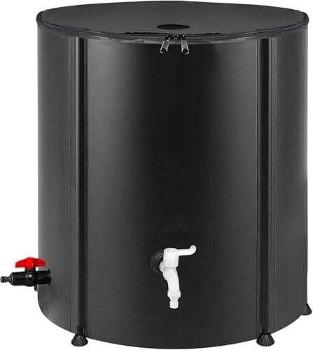 200l Collapsible Rain Barrel - Portable Rainwater Collection System with Spigots, Filter & Overflow Kit for Efficient Gutter Downspout Water Storage
