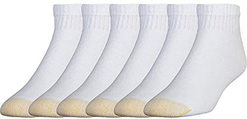 GOLDTOE Men's 656P Cotton Ankle Athletic Socks, Multipairs, White (6-Pairs), Large