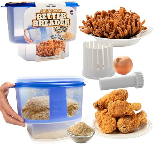 COOK'S CHOICE Onion Blossom Maker w The Original Better Breader Bowl- All-in-one Set w Blooming Onion Slicer & Mess Free Batter Breading Station- Combo Kit Great for Weekly Meal Prep- Made in the USA
