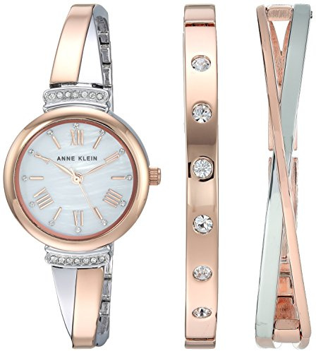 Anne Klein Women's Premium Crystal Accented Bangle Watch Set, AK/2245