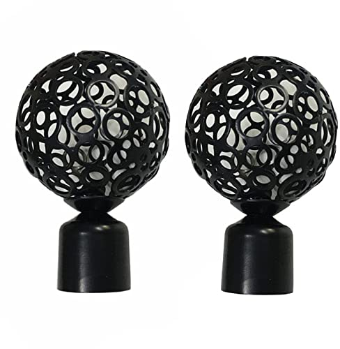 Gardinenstange Endstück Kugel Schwarz Gardinenendstücke Metall Endknopf Endkappe Gardinenstange 28MM Gardinen Endstücke Kugel Smooth Vorhangstange Endknopf für Küche Badezimmer Schlafzimmer(2 Stücke)