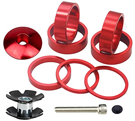 PLATTBK Spaziatori Serie Sterzo MTB+Tappo Sterzo Bici 1 1/8 10 PCS Set distanziali Bicicletta Forcella Rondelle Bici Alluminio 2mm / 3mm / 5mm / 10mm