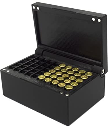 Kube3d Ammunition Case Compatible with .22LR Rounds (50) – Hard Plastic Protective Cover, Flip Lid Magnetic Box for Air Rifle Storage and Safety (Black)