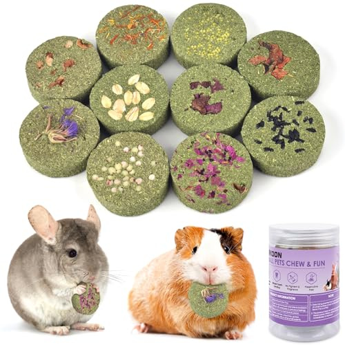 ERKOON Treats Rabbit Toys, 100% Edible Premium Timothy Hay Chew A Blocks for Rabbits, Chinchilla Treats, Chew Toys for Teeth Guinea Pigs and Mice