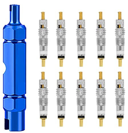 HOUSON 11 Stück Fahrradventil Adapter, Sclaverandventil Französisches Ventil SclaverandVentil Ersatz Set mit Ventileinsatzentfernungswerkzeug zur Fahrradreparatur
