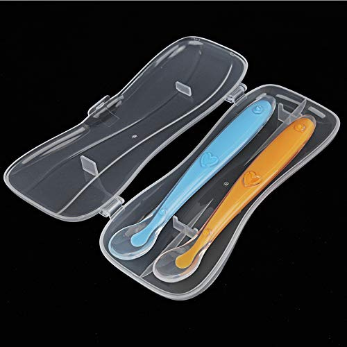 Cuillères pour bébé, Formation Alimentation Grand Coffret avec Boîte 2 Pièces/ensemble Cuillères pour bébé à Pointe Souple en Silicone de Première étape pour les