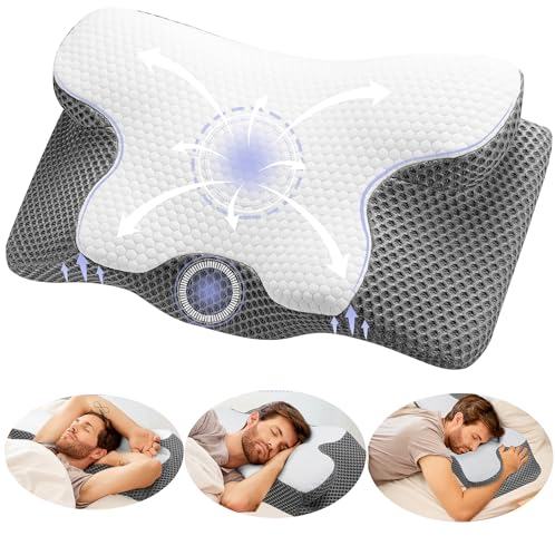 YunNasi Almohada Cervicales y Cuello Almohada Cervical de Espuma Viscoelastica Memoria Almohadas Ergonómico para Dormir de Lado y Boca Arriba Almohada Ortopedica (Style1:60 * 34 * 13/10cm)