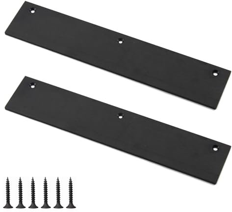 SeeRaphee Placa decorativa de aleación de aluminio sólido de 35 cm, placa trasera negra, placa de patada para puertas, manija invisible, borde de dedo para armario (2 piezas)