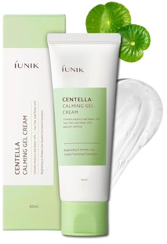 IUNIK Centella Calming Gel Cream Vegan Non-Sticky Face Moisturizer Acne-prone Sensitive Oily Dry Skin Hydrating Plant-based - Centella 70% Tea Tree Water 10% Rosacea Breakout Blemish Korean Skincare