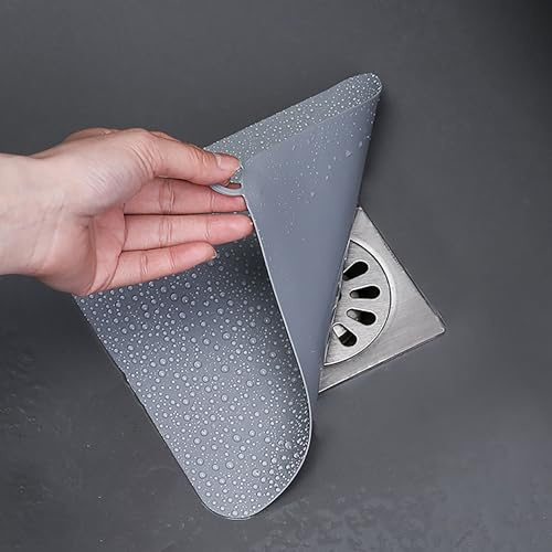 Silicone Tub Stopper Floor Drain Cover,2 Pieces Sewer Anti-Odor Mat Deodorizing Drain Plugs for Kitchen,Bathroom and Laundry(5x5 inch) Grey