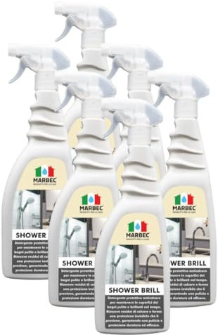 MARBEC SHOWER BRILL 750MLX6UDS Detergente abrillantador antical protector para sanitarios, mamparas de ducha y cerámica