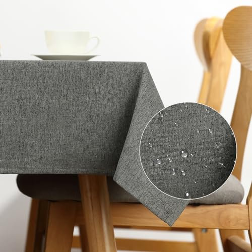 CALIYO Tischdecke Leinenoptik Tischdecke abwaschbar Tischtuch Leinen Tischläufer Tischwäsche Eckig Tischdecke.