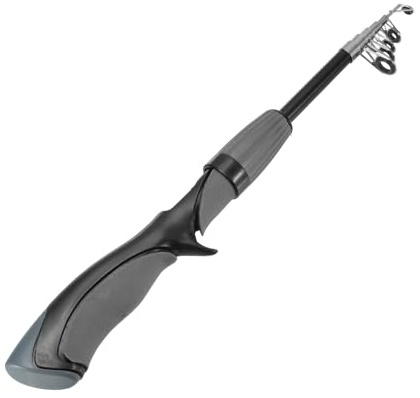 PATIKIL Telescopic Fishing Rod 1.2 m, Fiberglass Portable Mini Fishing Pole Collapsible Fishing Gear for Travel Saltwater Freshwater, Grey & Black