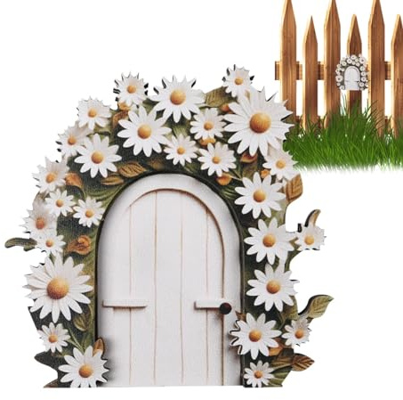 Xeihuul Puerta de jardín de hadas, puerta de duende - miniaturas de jardín de hadas, adornos de jardín, puerta de hadas elfo para árboles al aire libre, patio, jardín, adornos para el hogar