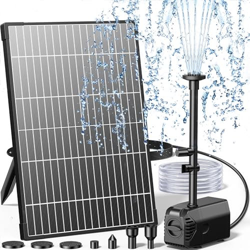 Biling Solar Pond Fountain with 12W Efficient Panel, Solar Water Fountain equipped filtration and anti-dry Protection, Fountain with PVC Tubing Various Nozzles Accessories for Ponds Outdoor Garden