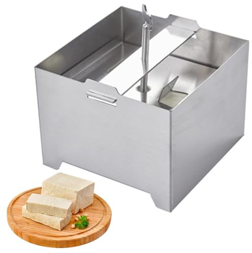 Smavles Tofupresse, Tofupresse Edelstahl 16x12x9cm,Tofu Presse Edelstahl Einstellbar mit Ablaufloch Tropfschale,Multifunktionales Tofu-Presse,DIY Tofu Form für Küchenwerkzeugliebhaber