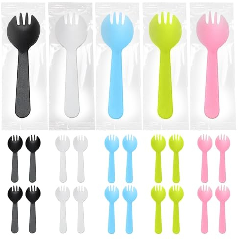 100 Cucharas de Postre Reutilizables,Mini Cucharas de Helado Colorido,Cuchara De Frutas,para Helados, Gelatina, Pasteles, Yogur, Mousse para Fiestas 10,5 cm